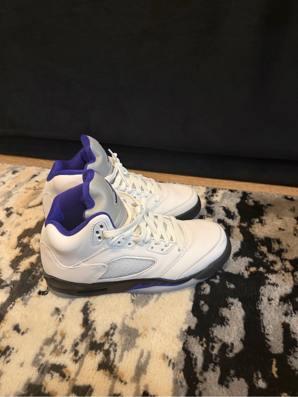 Jordan White and Purple High-Top Sneakers